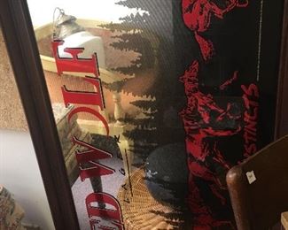 Red wolf lager bar mirror