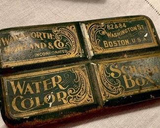 vintage water color tin 