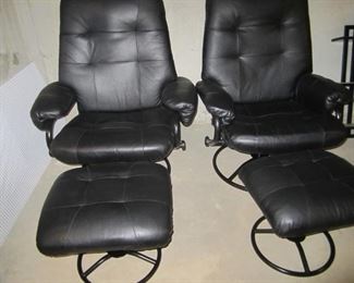 BLACK CHAIRS AND OTTOMAN