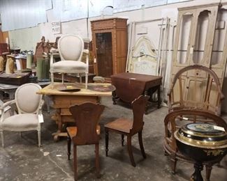 french chairs, hall chairs, old decorative doors, chaise lounge