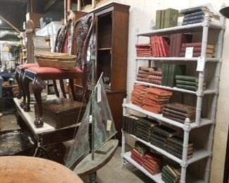 old leather books galore!