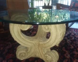 Price Cut - $100 - 36 inch glass and cast stone table