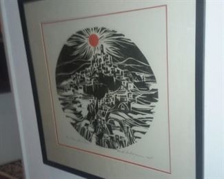 Price Cut - $150 - Linoleum Print. 26x26