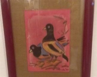 $250 - Original work by Mine' Okubo. '79 Birds
Art Size - 8.5 x 11 Frame size - 16 x 23