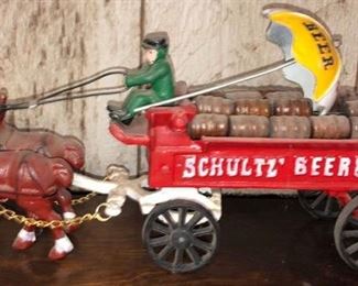 Cast Iron Schultz Beer Wagon Toy