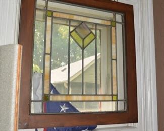 Antique Arts and Crafts Style Stained Glass Window, 1 of 2