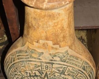 Aztec Type Huge Ceramic Vase