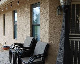 Outdoor space heater, patio seating