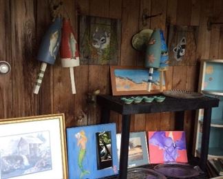 Painted buoys and artwork