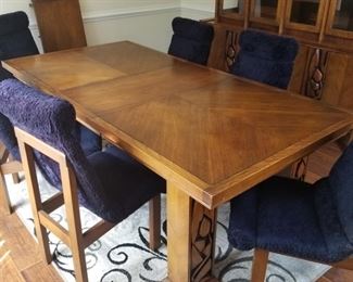 Tiki Brutalist Mid-Century Wooden Table with 6 Chairs https://ctbids.com/#!/description/share/237155