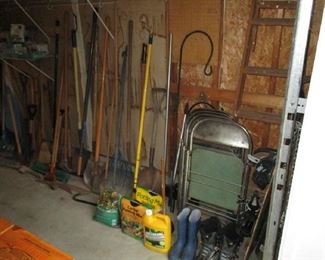 Yard tools and folding chairs