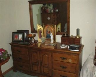 Bedroom dresser and household items