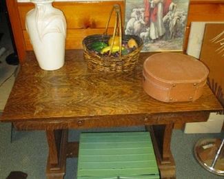 Oak Library table and household items