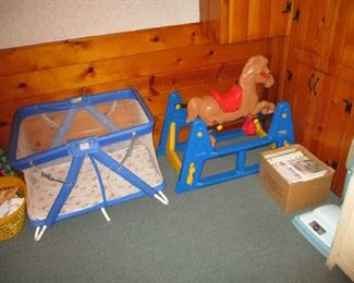 Play pen and rocking horse