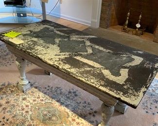 ANTIQUE PANTED SLATE TOP COFFEE TABLE, $425 EXCELLENT CONDITION 