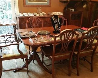 BEE.YOO.TEE.FUL  mahogany dining set, c1920's.  Six chairs, 2 leaves.  Exc. condition - everything is sturdy too.