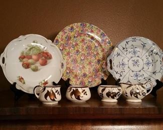 lots of antique plates - one Royal Winton chintz platter
