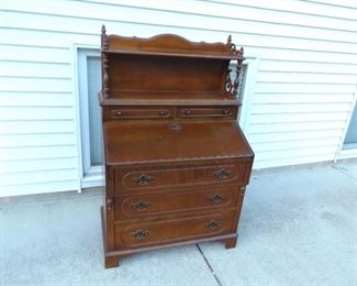 Mid Century Solid Maple Secretaries Desk/Hutch