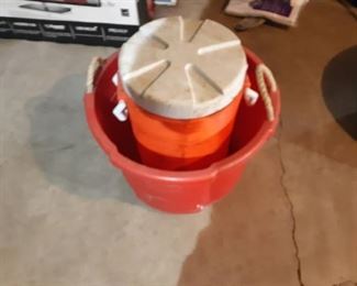 Lg Plastic Tub w/ Rope Handles and Drinking Water Cooler