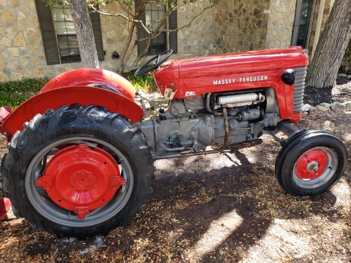 1956 Massey Ferguson MF 50. Beautiful vintage running tractor with several implements