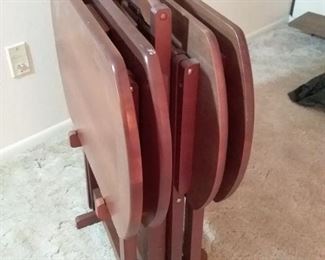 Four Piece Solid Wood TV Tray Stand Set