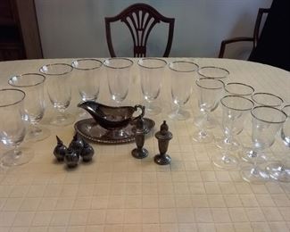 Sterling, Silver, Glasses, and Plate