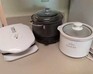 Two Crock Pots and Grilling Machine