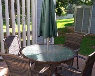 Wicker Patio Set with Umbrella