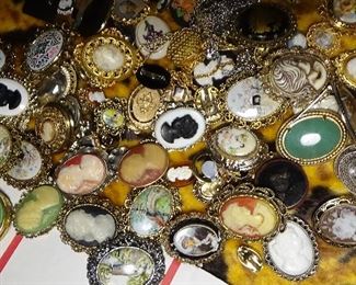 lots jewelry cameo tie clips necklaces