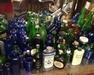 1800s bottles cobalt blue and green