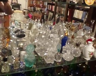 tons cystal and antique perfume bottles