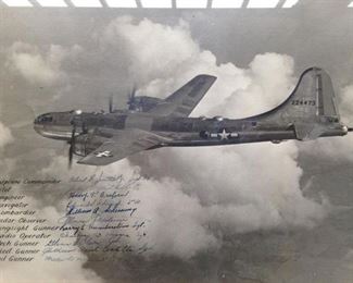 Walter Minnick's B-29 Bomber photograph signed by the Crew. 