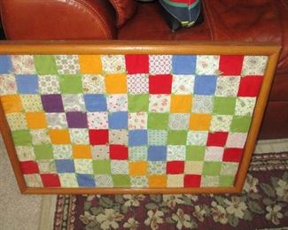 1950S CHILD'S HAND-STITCHED QUILT (FRAMED)