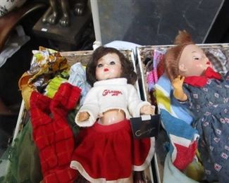 GINGER AND REVLON DOLLS WITH LOTS OF CLOTHES IN CASE