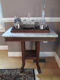 Marble top walnut Eastlake side table