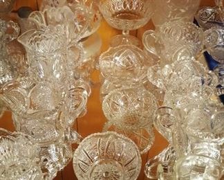 Pressed glass sugars and creamers
