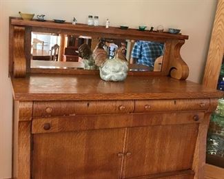 Tiger oak buffet/side board with mirror