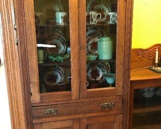 Vintage glass door kitchen cabinet 