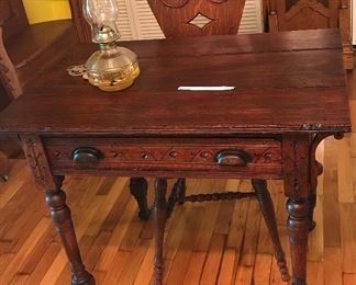 Nice old wood desk with matching chair.m