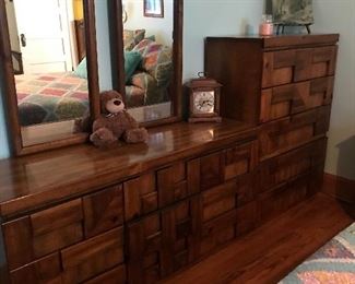 Dresser with Double mirrors and matching chest of drawers