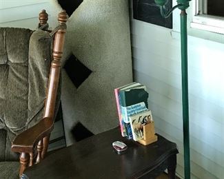 Retro green lamp, side table.