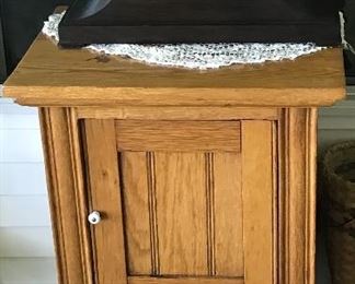 Vintage oak cabinet and mantle clock