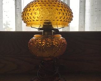 Amber colored glass lamp