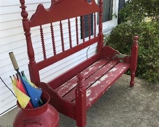 Nice bench and milk can