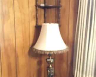 Stand lamp and small corner shelf