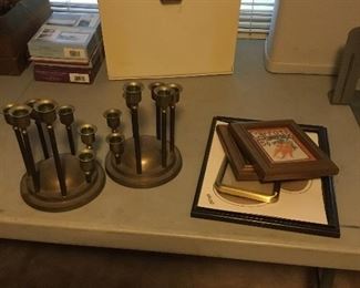 Frames, brass candles
