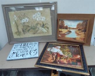 Framed Print of Flowers, Barnwood Frame Painting, Santa Claus Framed Print