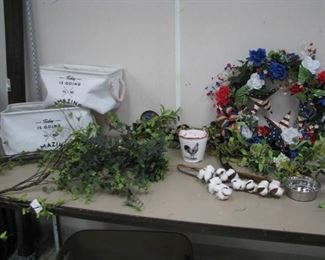 Baskets, Greenery and July 4 Wreath