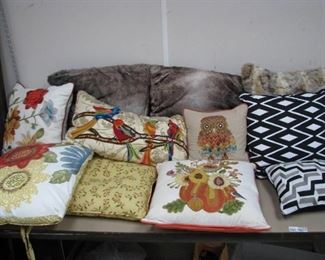 Throw Pillows Lot - Fur Covered, Pier 1