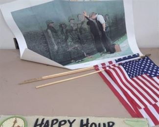 Vietnam Memorial Print, American Flags, Happy Hour Sign